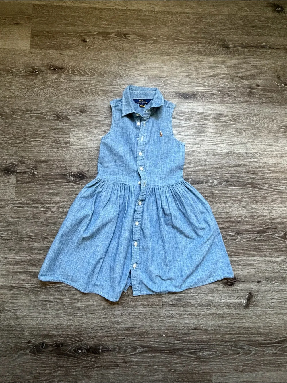 Ralph Lauren Girls' Sleeveless Chambray Dress - Light Blue